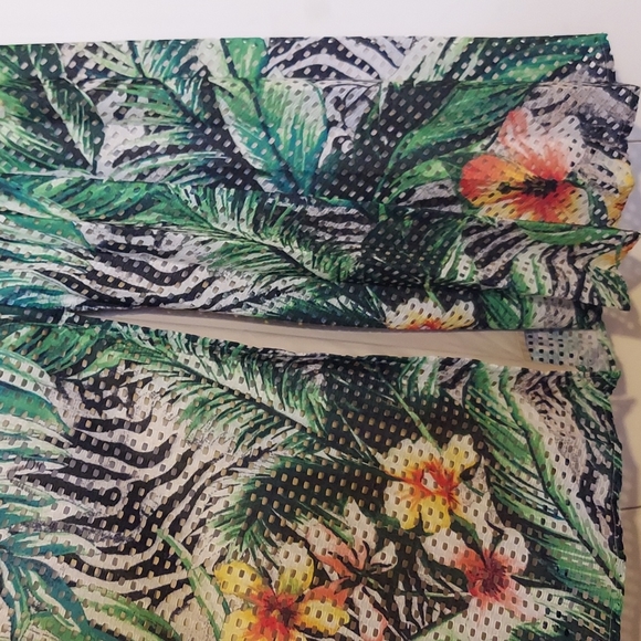 New York & Company Tropical Floral Zebra Print Skirt Eyelet Overlay Size Medium - Picture 8 of 16